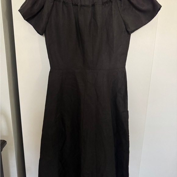 Size 4 Black Button Up Linen Reformation Dress - Picture 6 of 10